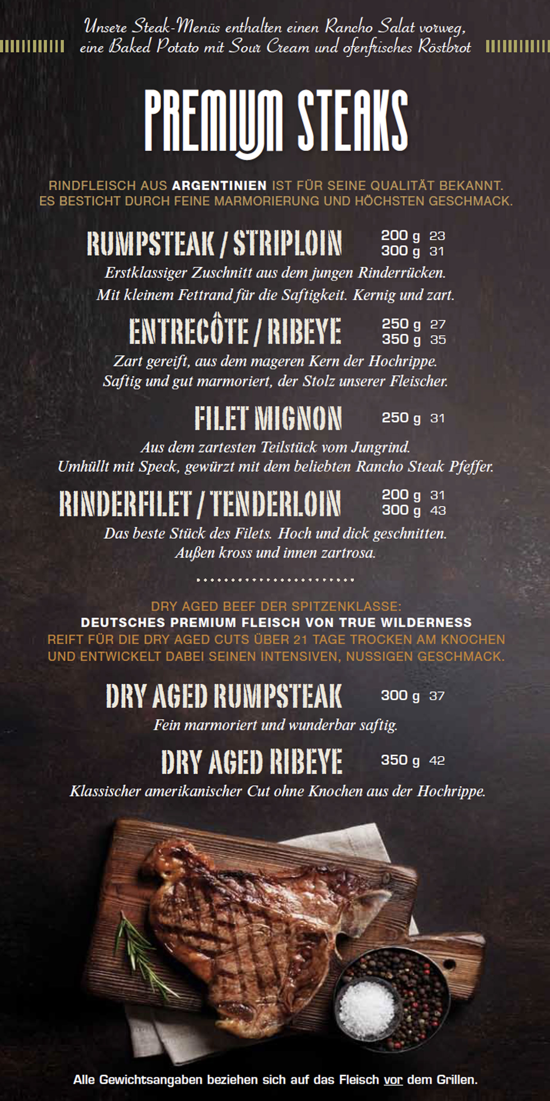 Unsere Steak-Menüs